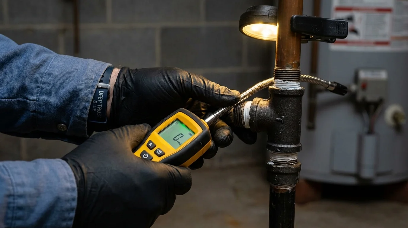 Gas leak detection with electronic sniffer by Johns Plumbing LLC in Humble