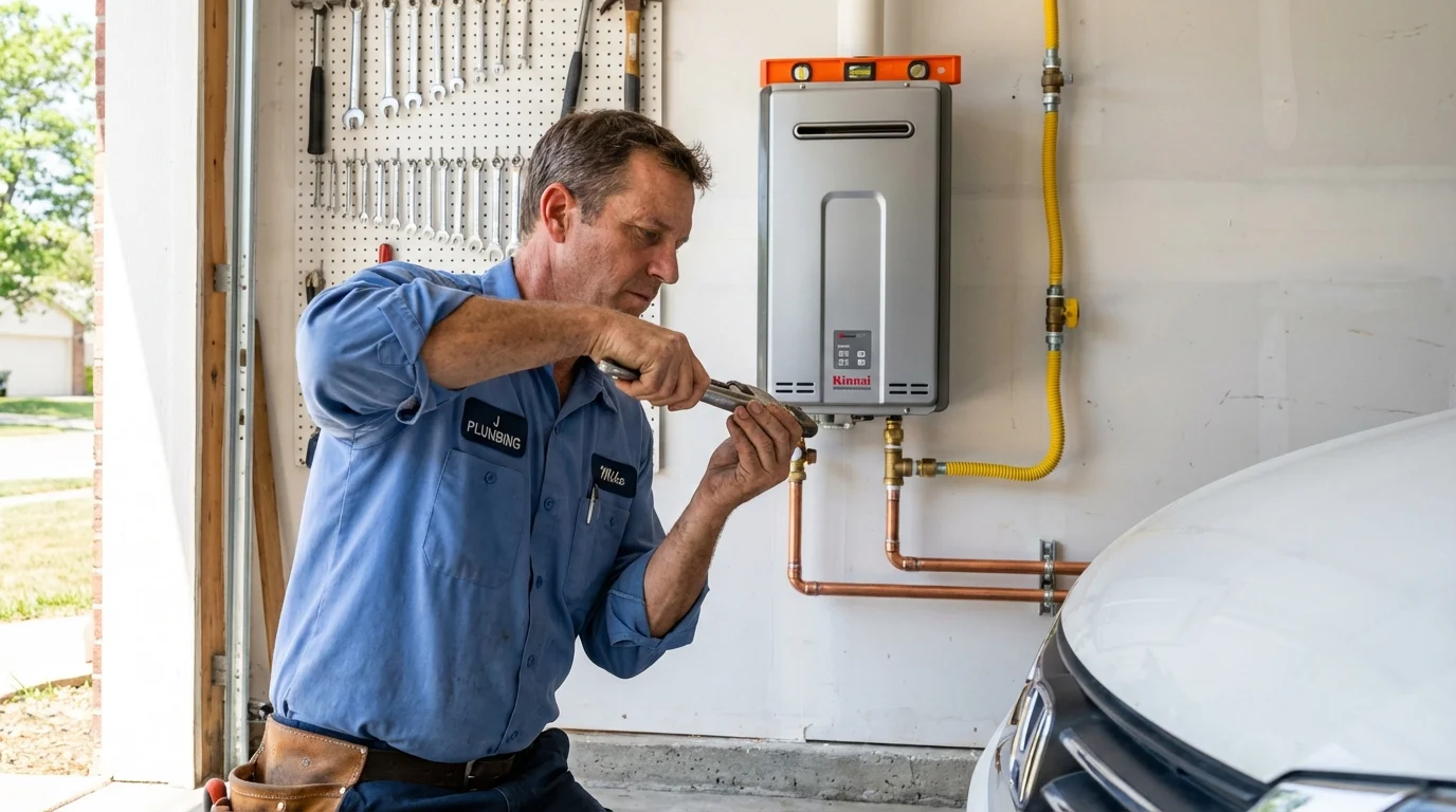 Tankless water heater installation by a Johns Plumbing LLC plumber in Humble